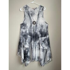 Paradise USA 2XL Lagenlook Tunic | Tie Dye Swim Cover-Up Vest | Boho | XXL